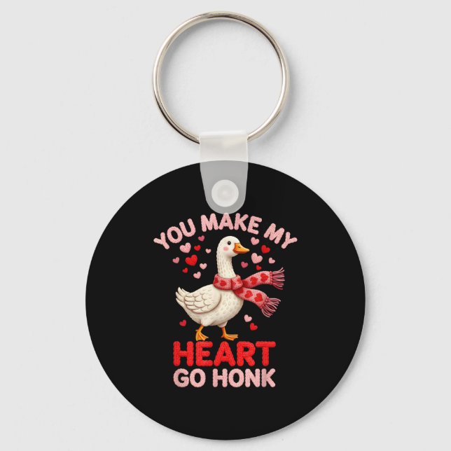 You Make My Heart Go Honk Goose Faux Yarn Loving G Keychain (Front)
