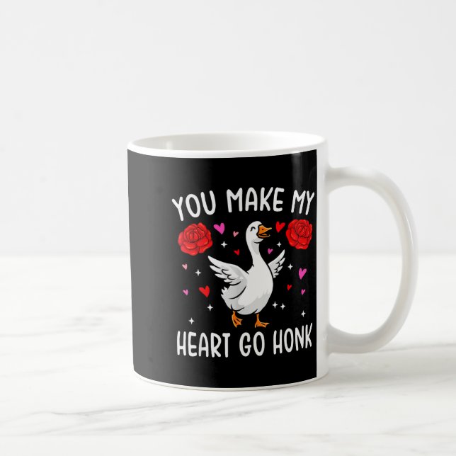 You Make My Heart Go Honk Valentine Goose  Coffee Mug (Right)