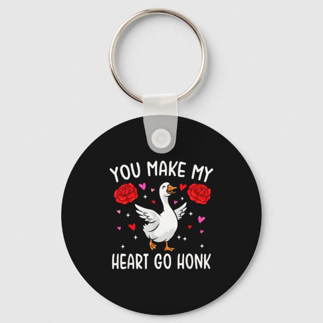 You Make My Heart Go Honk Valentine Goose  Keychain (Front)