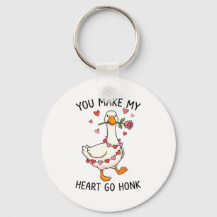 You Make My Heart Go Honk Valentine Goose Preppy Keychain