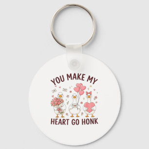 You Make My Heart Go Honk Valentine Goose Preppy Keychain