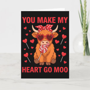 You Make My Heart Go Moo Valentine's Day Red Heart Card