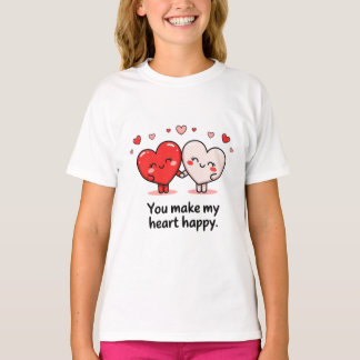 "You Make My Heart Happy" Cute Romantic Hearts T-Shirt