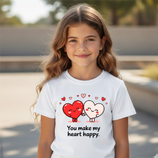 "You Make My Heart Happy" Cute Romantic Hearts T-Shirt