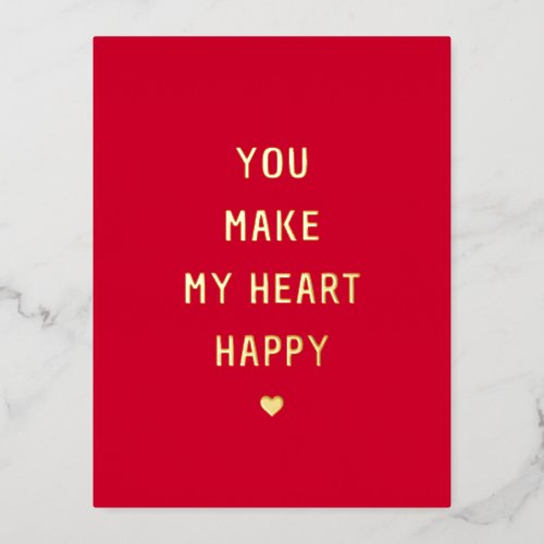 You Make My Heart Happy Valentine Foil Holiday Postcard