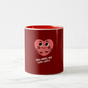 you make my heart happy valentine Two-Tone coffee mug