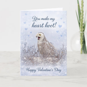 You Make My Heart Hoot: Snowy Owl Valentine’s Day Holiday Card