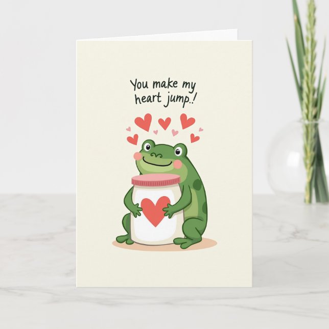 You Make My Heart Jump Frog Card (Front)