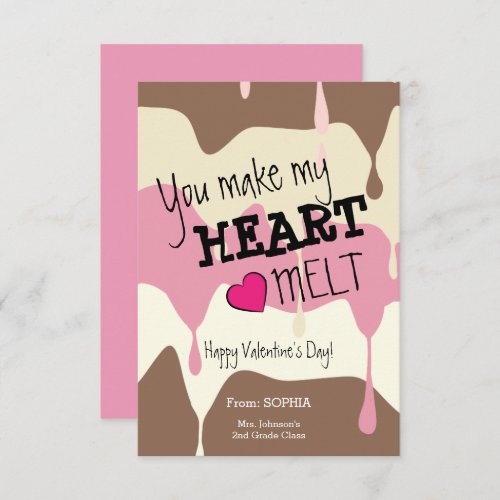 You Make My Heart Melt Classroom Valentine Card