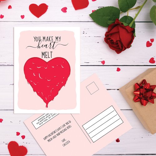 You Make My Heart Melt Romantic Valentines Day Holiday Postcard