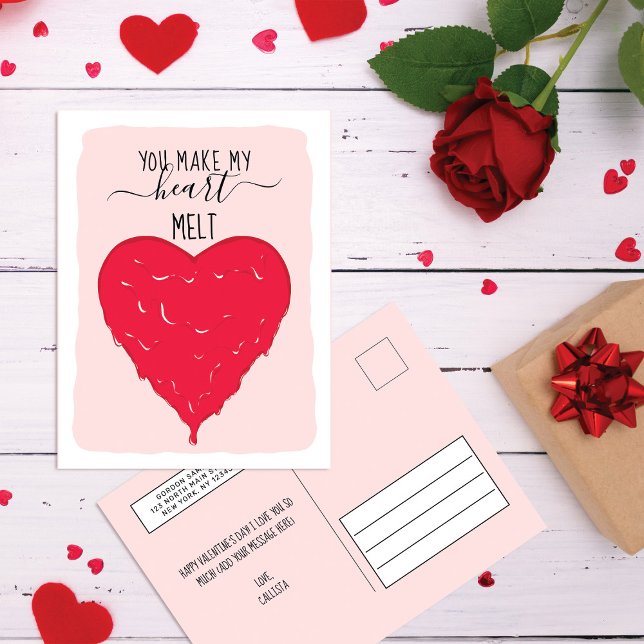 You Make My Heart Melt Romantic Valentine's Day Holiday Postcard (Creator Uploaded)