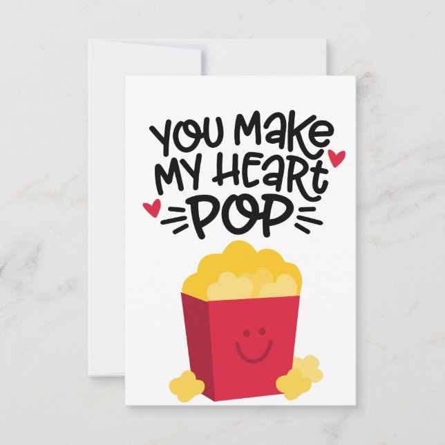 You Make My Heart Pop | Cute Popcorn Pun Design |  Invitation (Front)