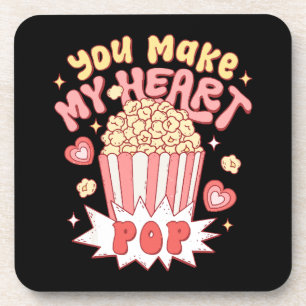 You Make My Heart Pop Funny Valentine's Day Beverage Coaster