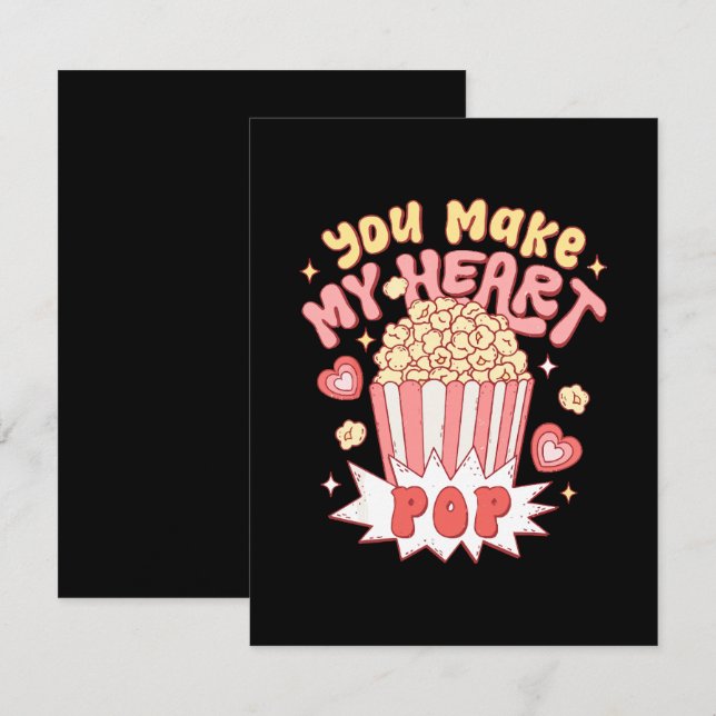 You Make My Heart Pop Funny Valentine's Day Note Card (Front/Back)