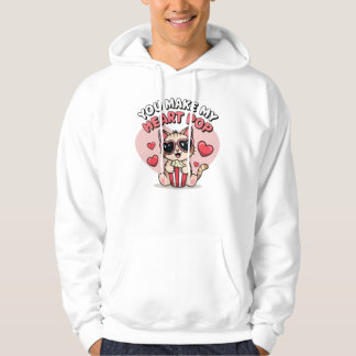 You Make My Heart Pop - Valentine's Day Cat Design Hoodie
