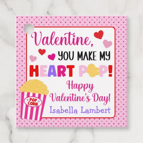 You Make My Heart Pop Valentines Day Favor Tags