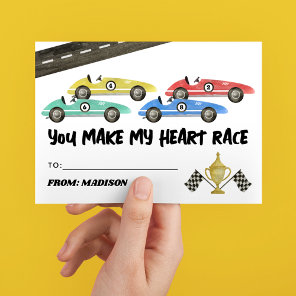 You Make My Heart Race Kids Valentine Day Card