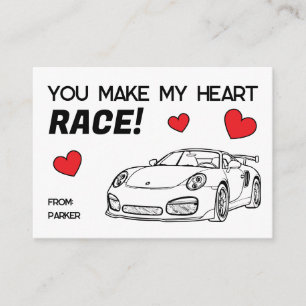 You Make My Heart Race Kids Valentine's Note Card