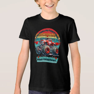 You Make My Heart Race Red Monster Truck Tri-Blend Shirt