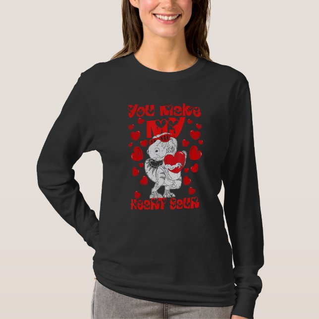You Make My Heart Saur Cute rex Dinosaur Valentine T-Shirt (Front)
