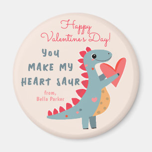 You make my Heart Saur Dinosaur Pun Valentine Magnet