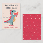 You make my Heart Saur Dinosaur Pun Valentine Note Card
