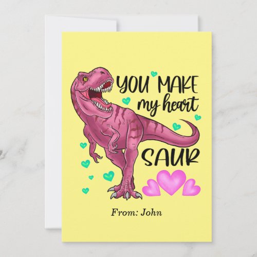 You Make My Heart Saur Dinosaur Valentines Day Invitation