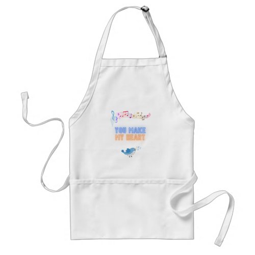You make my heart sing bird tweeting with music  adult apron