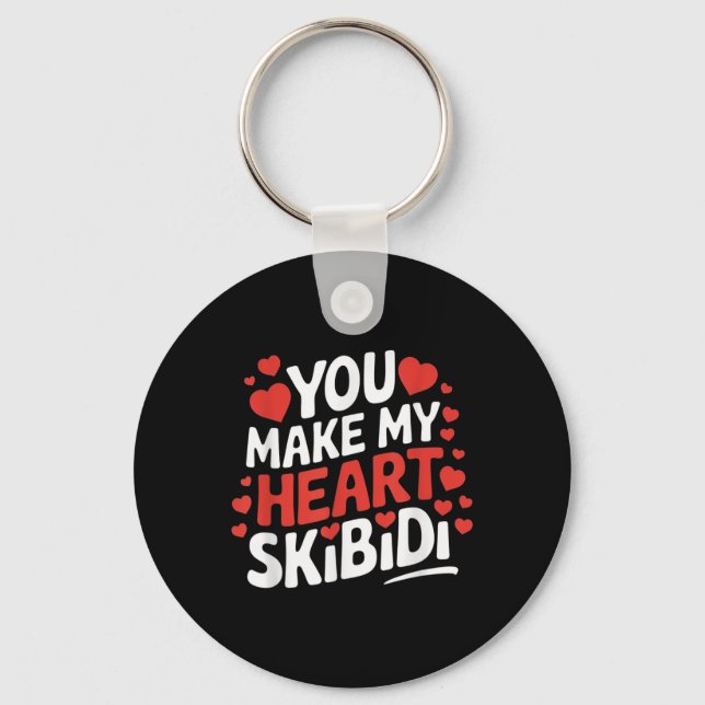 You Make My Heart Skibidi Valentines Day Men And W Keychain (Front)