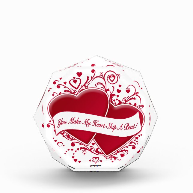 You Make My Heart Skip A Beat! Red Hearts Acrylic Award (Front)