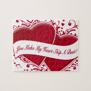 You Make My Heart Skip A Beat! Red Hearts Jigsaw Puzzle