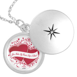 You Make My Heart Skip A Beat! Red Hearts Silver Plated Necklace