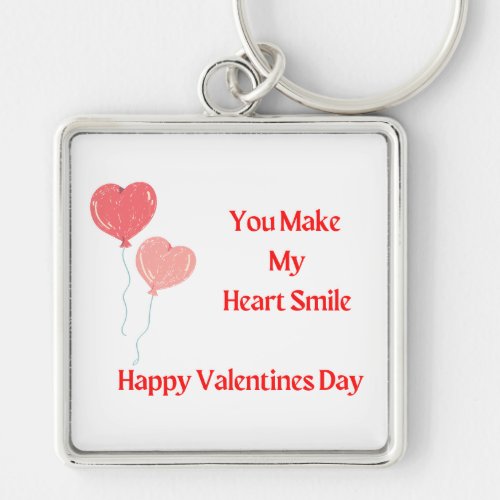 You Make My Heart Smile Happy Valentines Day  Keychain