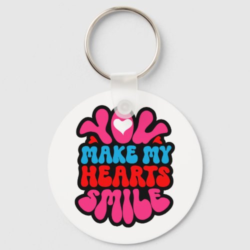 You Make My Heart Smile Retro Simple Valentines  Keychain