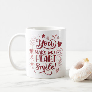 You make my Heart Smile Valentine Typography Coffee Mug