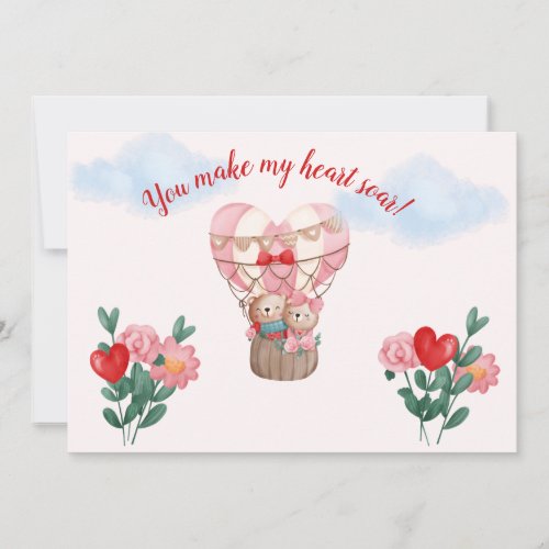 You Make My Heart Soar_Gnomes in Hot Air Balloon  Thank You Card