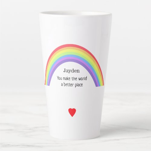 You make the world better Rainbow  Personalised Latte Mug