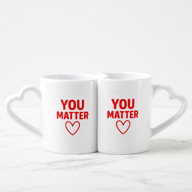 You Matter” Bold Red Affirmation Coffee Mug Set (Front Nesting)