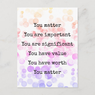 You Matter Positive Affirmation Typography Dots Postcard