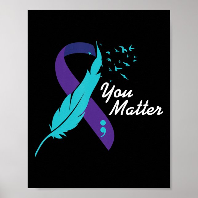 You Matter Ribbon Suicide Awareness Mental Health  Poster (Front)
