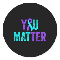 You Matter Suicide Prevention Teal Purple Awarenes Classic Round Sticker