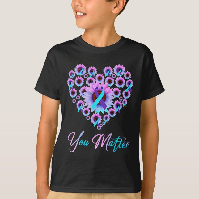 You Matter Suicide Prevention Teal Purple Awarenes T-Shirt (Front)