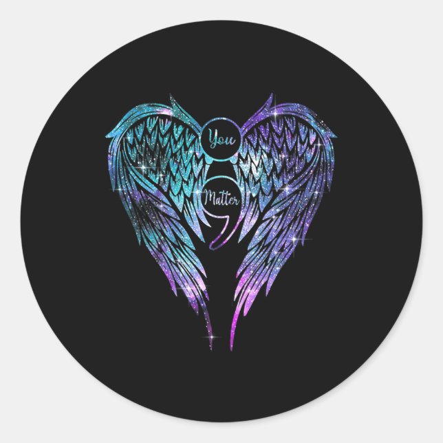 You Matter Wings Suicide Prevention Awareness (on  Classic Round Sticker (Front)