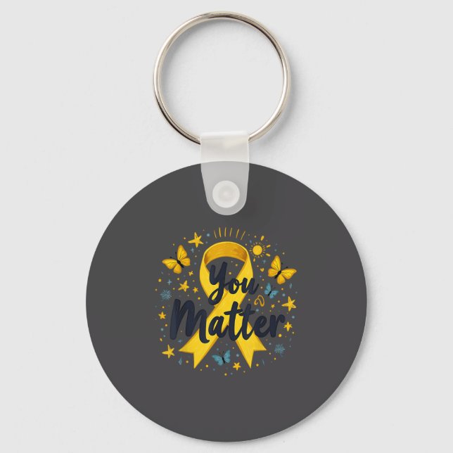 You Matther Suicide Prevention Awareness Yellow Ri Keychain (Front)