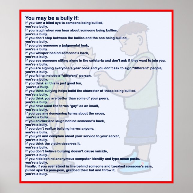 You May Be A Bully If Poster (Front)