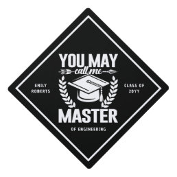 You May Call Me Master Funny Modern Black Class Of Graduation Cap Topper