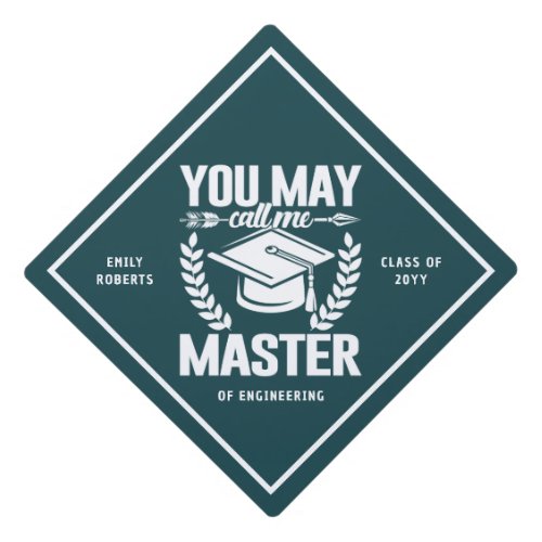 You May Call Me Master Funny Modern Green Class Of Graduation Cap Topper