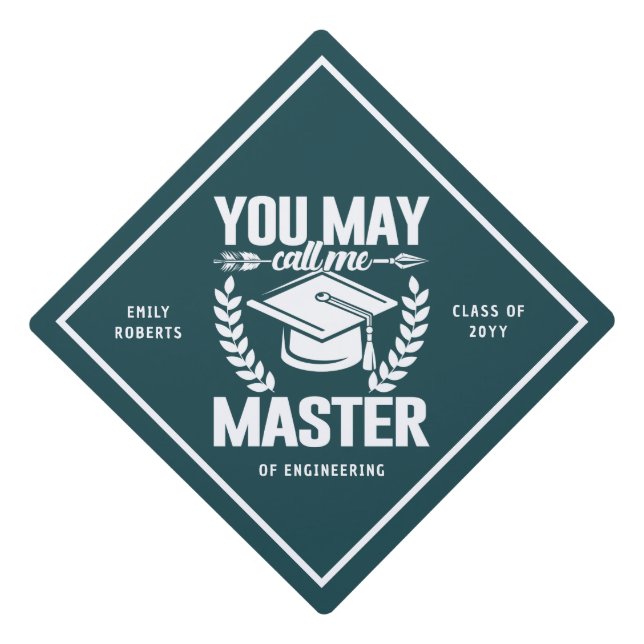 You May Call Me Master Funny Modern Green Class Of Graduation Cap Topper (Front)