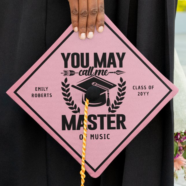 You May Call Me Master Funny Modern Pink Class Graduation Cap Topper (Creator Uploaded)