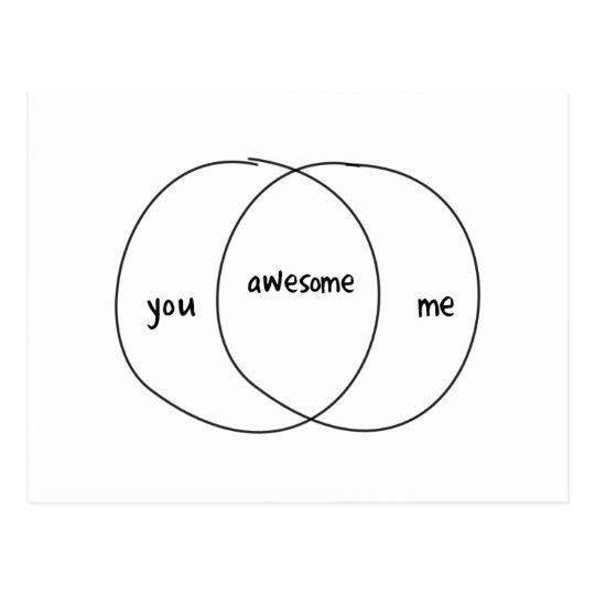 You Me Awesome Venn Diagram Postcard